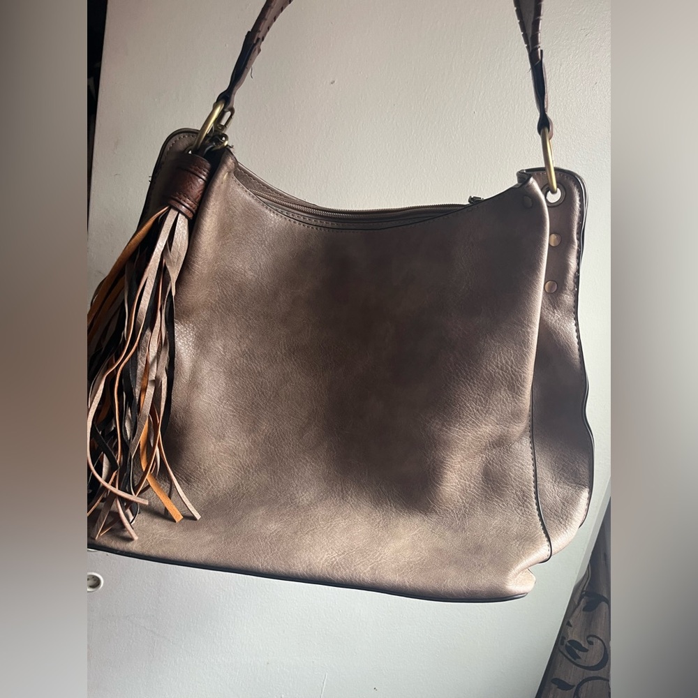 Elegant Jen&co  Brown Leather Hobo Bag